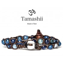 Tamashii - Gesegnetes Natursteinarmband aus Tibet - Blue Agate - BLAUER ACHAT - 2 Umrundungen